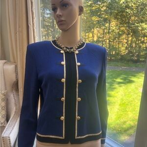 St. John Blue Jacket with Gold Accents